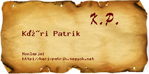 Kéri Patrik névjegykártya